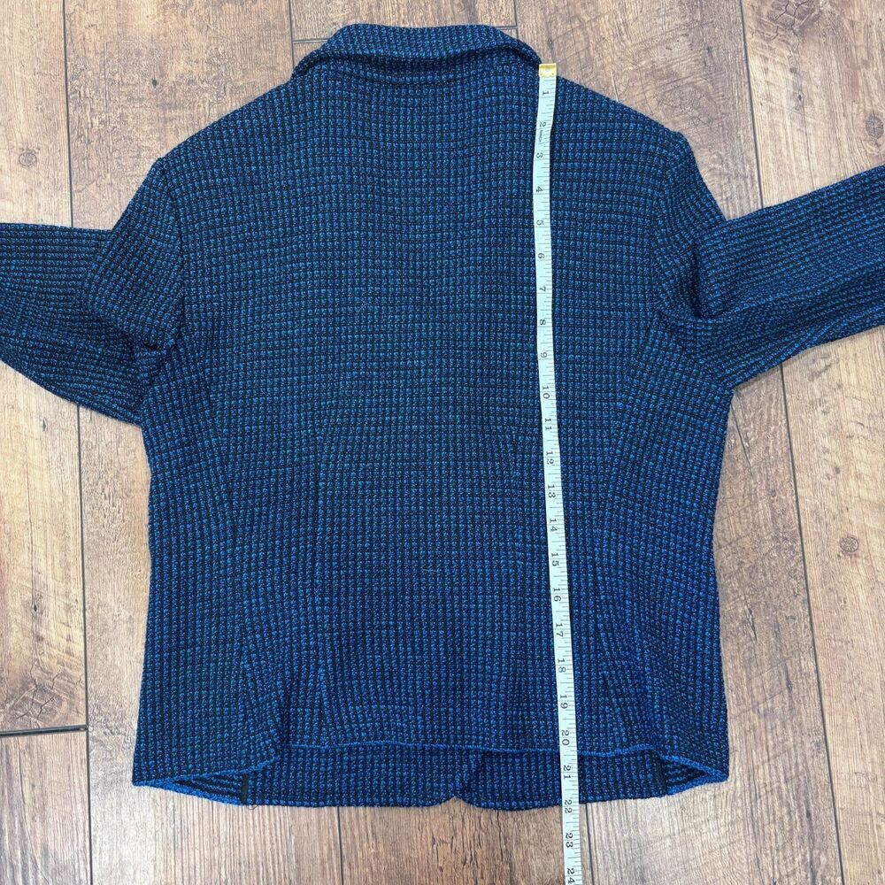 St. John Blue Black Boucle Tweed Knit Wool Blend Blazer Womens Size 8 Luxury EUC - Picture 6 of 8